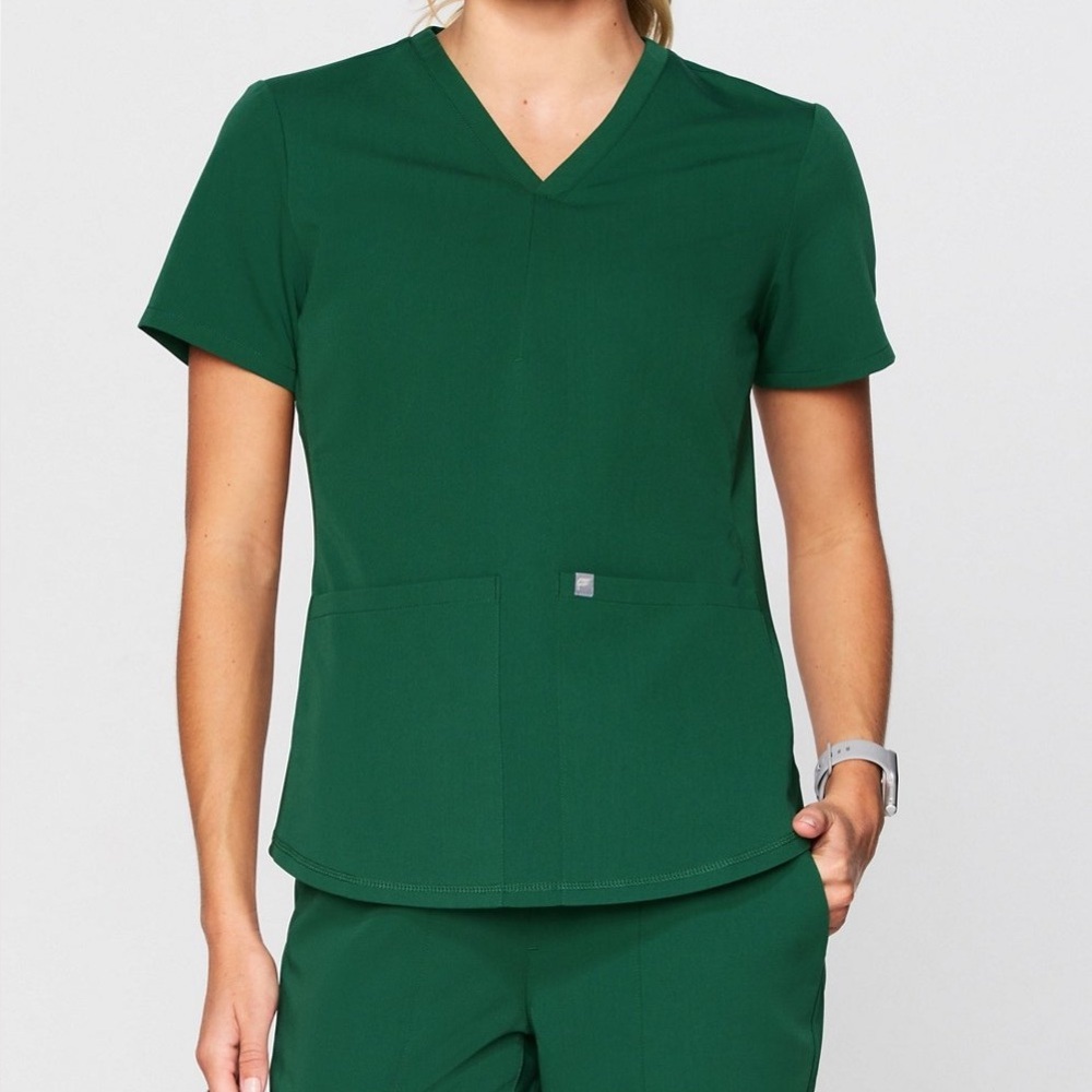Fabletics Method Flex Scrub Top Medium Hunter Gre… - image 1